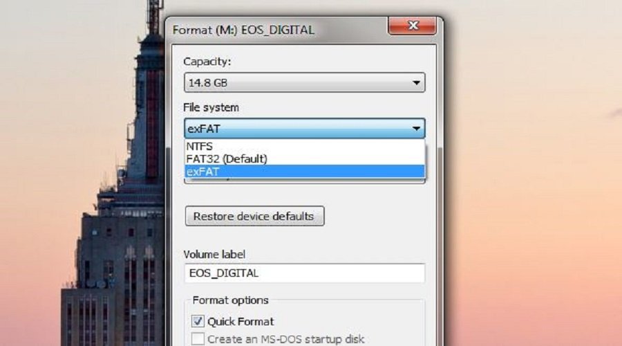 xfs file system windows 10